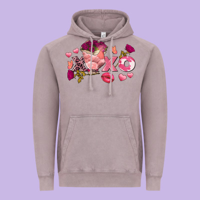 Chicken Valentine's Day Xoxo Vintage Hoodie Designed By Fadigitalartstudio