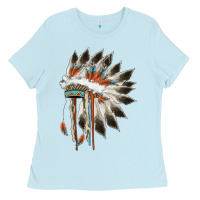 Baby Blue indian headress Ladies Tee - AdoDesignShop