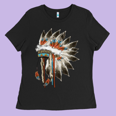 Indian Headress Ladies Tee Designed By Adodesignshop