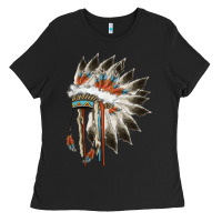 Black indian headress Ladies Tee - AdoDesignShop