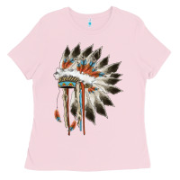 Bubblegum Pink indian headress Ladies Tee - AdoDesignShop