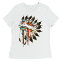 White indian headress Ladies Tee - AdoDesignShop