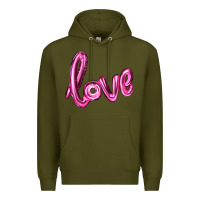 Army Green valentines day love balloon Premium Hoodie - RanaPortraitStore