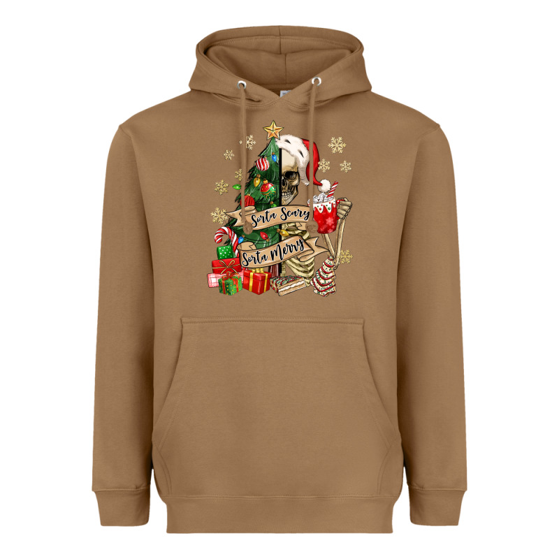 Sorta Scary Sorta Merry Skeleton Christmas Tree Heavyweight Hoodie by MaliasSmallBusiness | Teevron