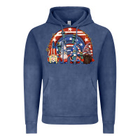 Vintage Denim 4th of July rainbow with gnomes Vintage Hoodie - CowGirlArtShop