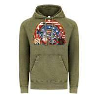 Vintage Olive 4th of July rainbow with gnomes Vintage Hoodie - CowGirlArtShop