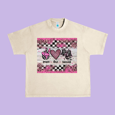 Peace Love Racing Urban Heavy Tee Designed By Jahusdesignshop