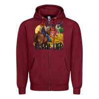 Burgundy livin the rural life Zipper Hoodie - MaliasSmallBusiness