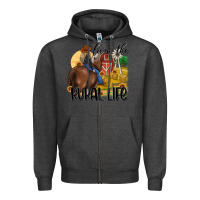 Charcoal Heather livin the rural life Zipper Hoodie - MaliasSmallBusiness