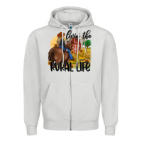 Dove Grey livin the rural life Zipper Hoodie - MaliasSmallBusiness