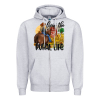 Heather Grey livin the rural life Zipper Hoodie - MaliasSmallBusiness