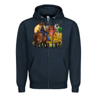 Navy livin the rural life Zipper Hoodie - MaliasSmallBusiness