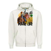 Oatmeal Heather livin the rural life Zipper Hoodie - MaliasSmallBusiness