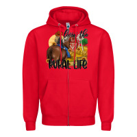Red livin the rural life Zipper Hoodie - MaliasSmallBusiness