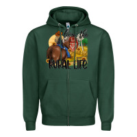 Sports Green livin the rural life Zipper Hoodie - MaliasSmallBusiness