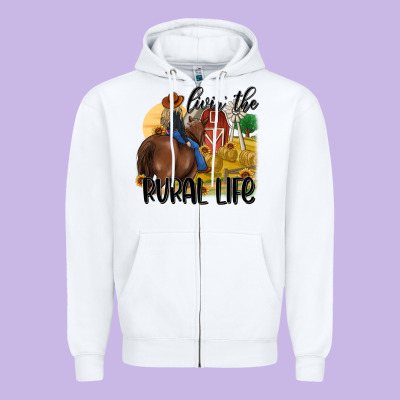 Livin The Rural Life Zipper Hoodie Designed By Maliassmallbusiness