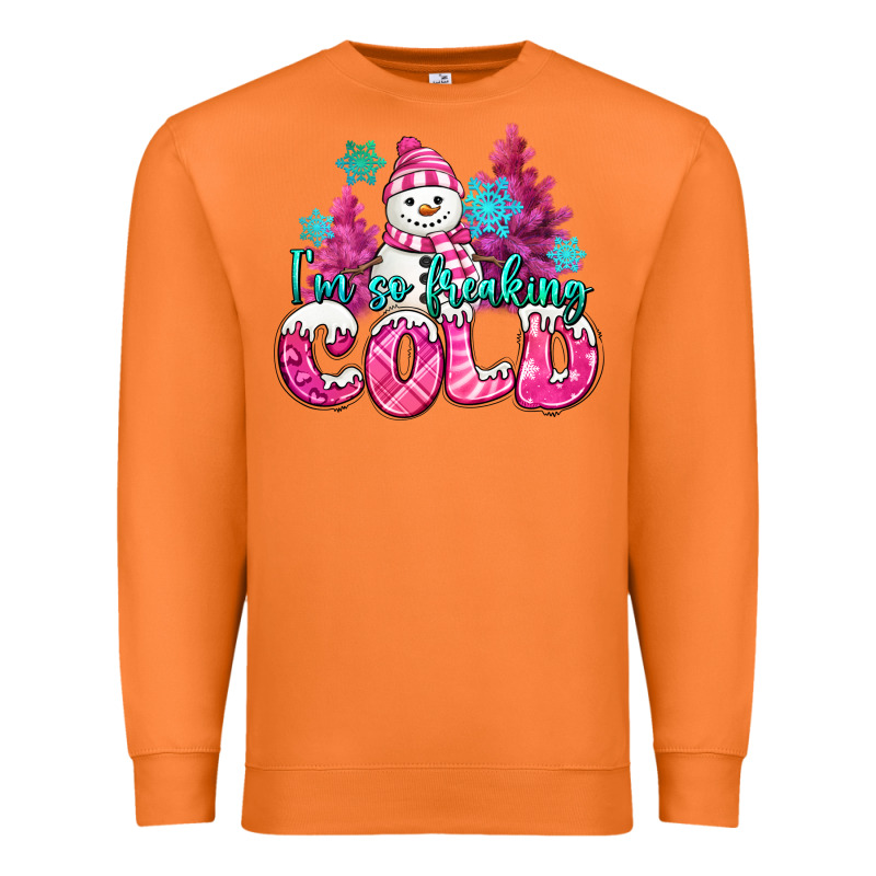 Im So Freaking Cold Pink Christmas Snowman Premium Sweatshirt by MaliasSmallBusiness | Teevron