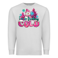 Dove Grey im so freaking cold pink christmas snowman Premium Sweatshirt - MaliasSmallBusiness