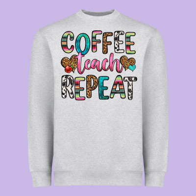 Coffee Teach Repeat Heavyweight Sweatshirt Designed By Hra Design Shop