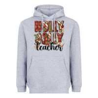 Heather Grey holly jolly teacher Heavyweight Hoodie - MaliasSmallBusiness