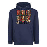 Navy holly jolly teacher Heavyweight Hoodie - MaliasSmallBusiness