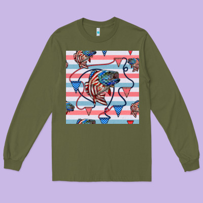 American Flag Bass Long Sleeve Tee Designed By Bundleandbundleshop
