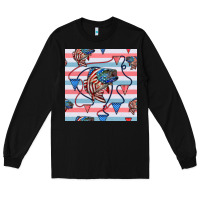 Black american flag bass Long Sleeve Tee - BundleAndBundleShop