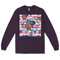 Plum american flag bass Long Sleeve Tee - BundleAndBundleShop