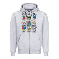 Heather Grey god says  am autism Zipper Hoodie - MaliasSmallBusiness