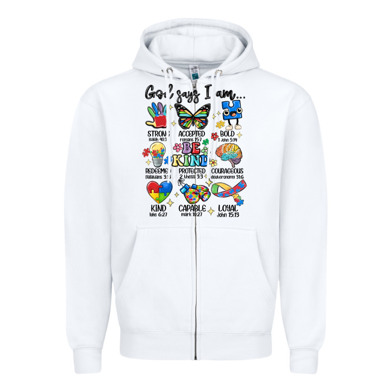 God Says  Am Autism Zipper Hoodie by MaliasSmallBusiness | Teevron