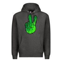 Charcoal Heather Green Peace Sign Premium Hoodie - Jasminsmagicworld