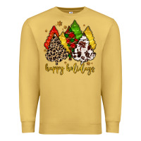 Antique Gold happy holidays with christmas tree Premium Sweatshirt - MaliasSmallBusiness