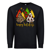 Black happy holidays with christmas tree Premium Sweatshirt - MaliasSmallBusiness