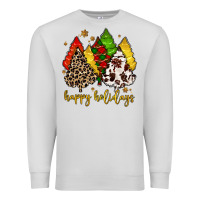Dove Grey happy holidays with christmas tree Premium Sweatshirt - MaliasSmallBusiness