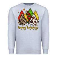 Heather Grey happy holidays with christmas tree Premium Sweatshirt - MaliasSmallBusiness
