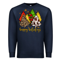 Navy happy holidays with christmas tree Premium Sweatshirt - MaliasSmallBusiness