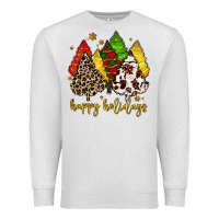 Oatmeal Heather happy holidays with christmas tree Premium Sweatshirt - MaliasSmallBusiness