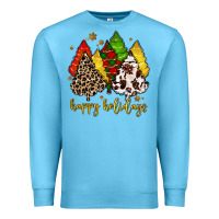 Ocean Blue happy holidays with christmas tree Premium Sweatshirt - MaliasSmallBusiness