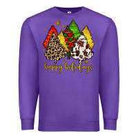 Purple happy holidays with christmas tree Premium Sweatshirt - MaliasSmallBusiness
