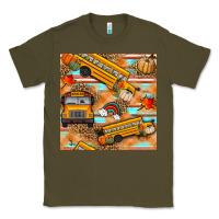 Army Green fall school bus seamless pattern Classic Tee - BundleAndBundleShop