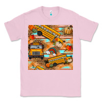 Bubblegum Pink fall school bus seamless pattern Classic Tee - BundleAndBundleShop