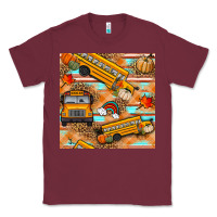 Burgundy fall school bus seamless pattern Classic Tee - BundleAndBundleShop