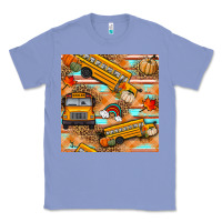 Colony Blue fall school bus seamless pattern Classic Tee - BundleAndBundleShop