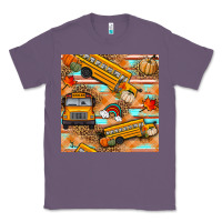 Lavender fall school bus seamless pattern Classic Tee - BundleAndBundleShop