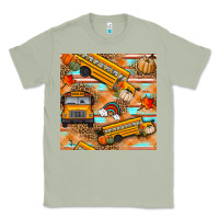 Matcha fall school bus seamless pattern Classic Tee - BundleAndBundleShop