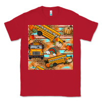 Red fall school bus seamless pattern Classic Tee - BundleAndBundleShop
