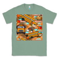 Sage fall school bus seamless pattern Classic Tee - BundleAndBundleShop