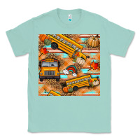 Seafoam fall school bus seamless pattern Classic Tee - BundleAndBundleShop
