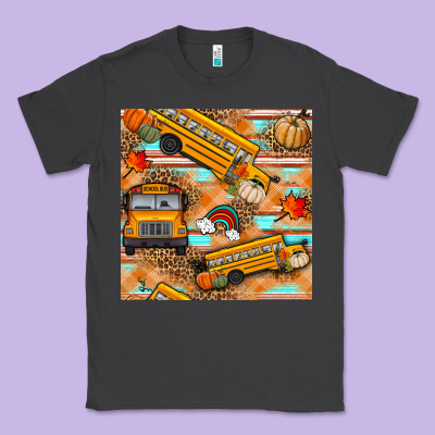 Fall School Bus Seamless Pattern Classic Tee Designed By Bundleandbundleshop