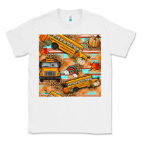 White fall school bus seamless pattern Classic Tee - BundleAndBundleShop